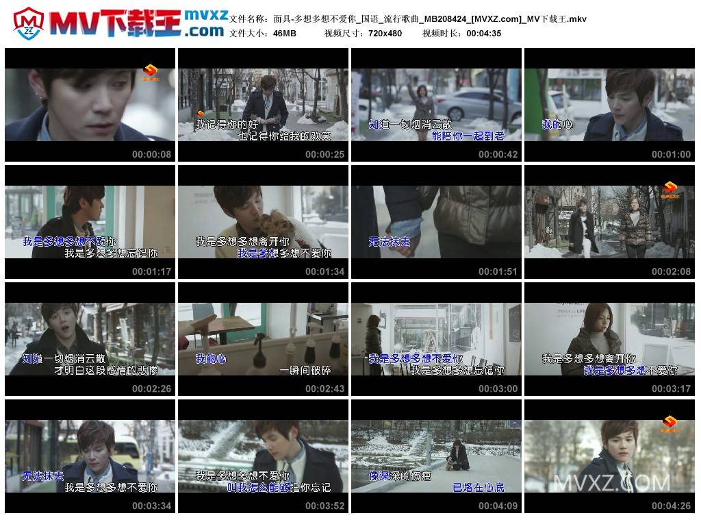 面具-多想多想不爱你_国语_流行歌曲_MB208424